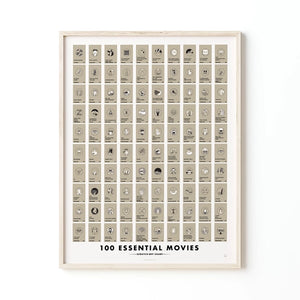 100 essential Novels Scratch off Poster 12x16, front shown hung on a wall