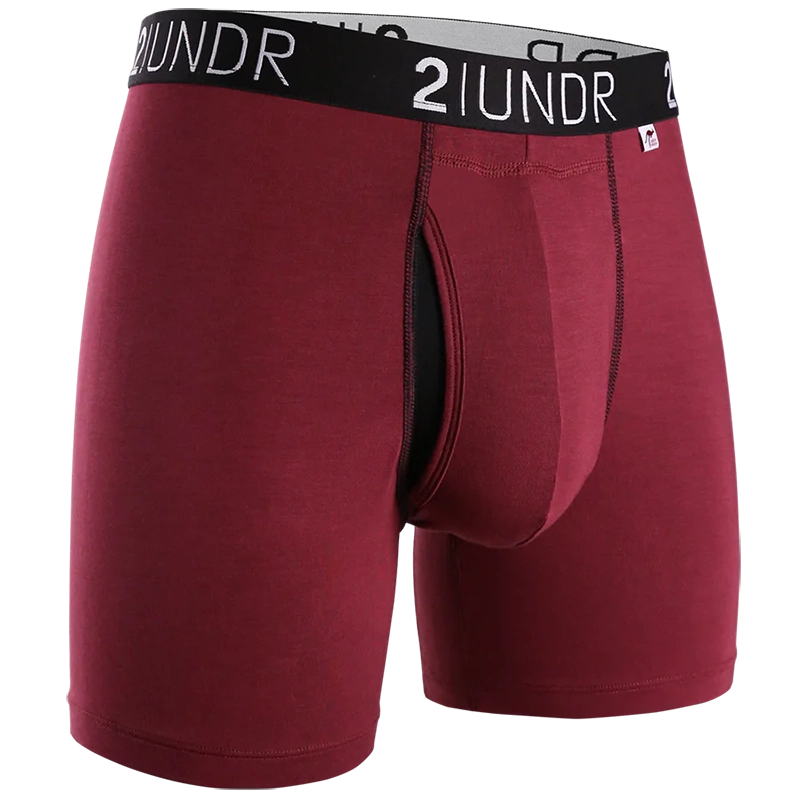 2UNDR men's swing shift boxer brief, Burgundy