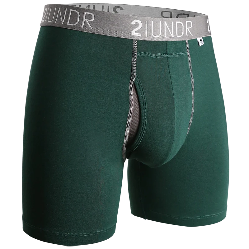 2UNDR men's swing shift boxer brief, Dark Green