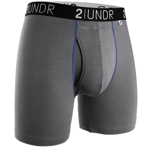 2UNDR men's swing shift boxer brief, Grey/Blue