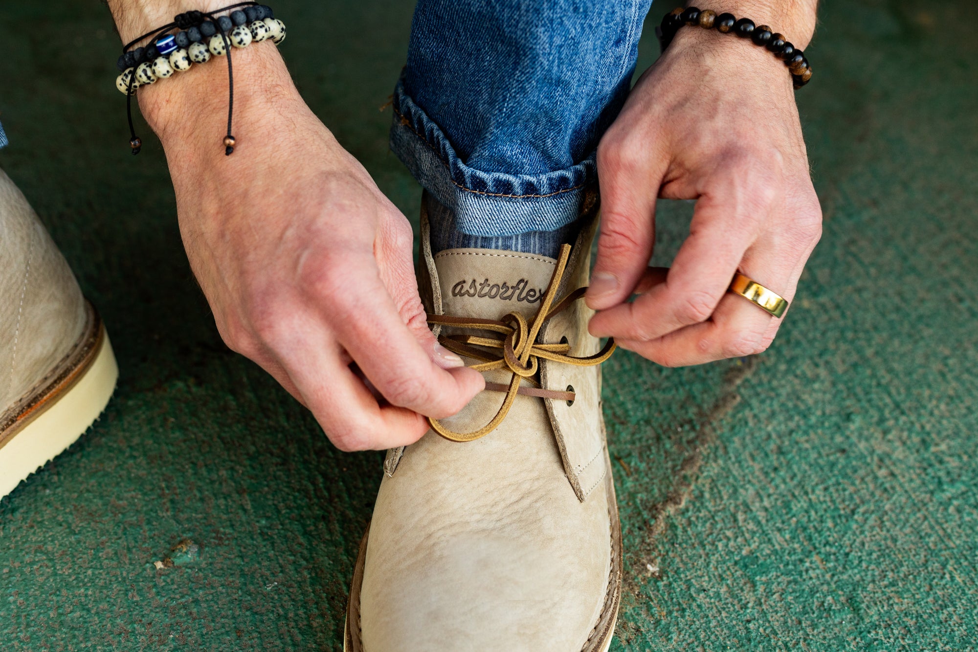 Astorflex desert boot on local Omaha man