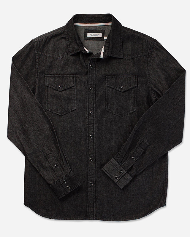 Ace Rivington Midweight denim Shirt, black rinse, front view