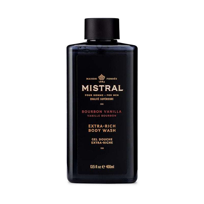 Mistral Bourbon Vanilla Body Wash Front of bottle