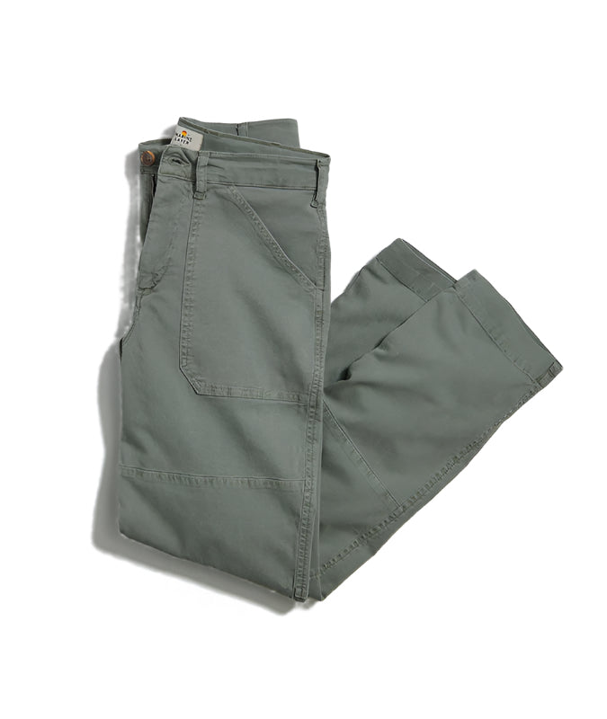 Marine Layer Breyer Relaxed fit utility pant in vetiver (Green) color, flat lay view