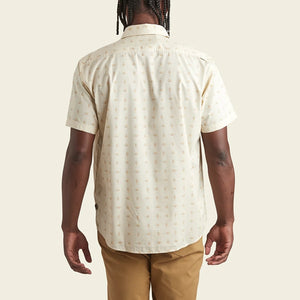 model wearing Howler Bother's Mansfield shirt - Desmond - Crew, color way, rear view