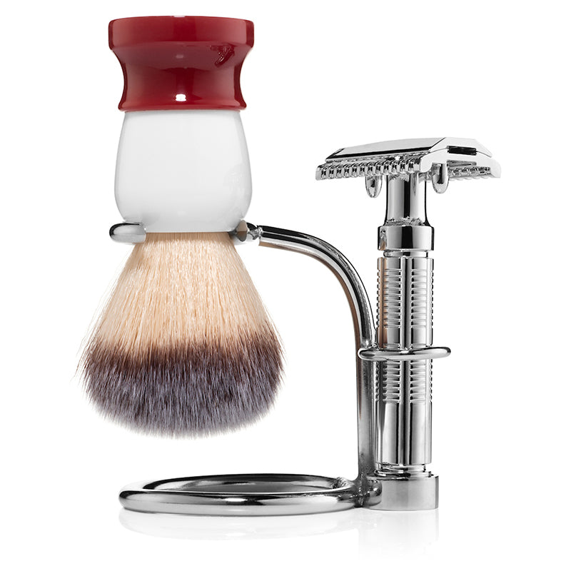 Fine Accoutrements Shave Stand with brush and razor