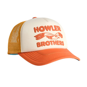 Howler Bros. Foam Front Trucker hat with lone Gull logo on front, front view