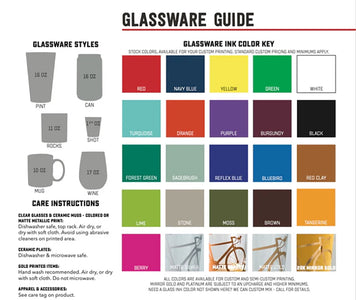 infographic depicting color available for printed glassware