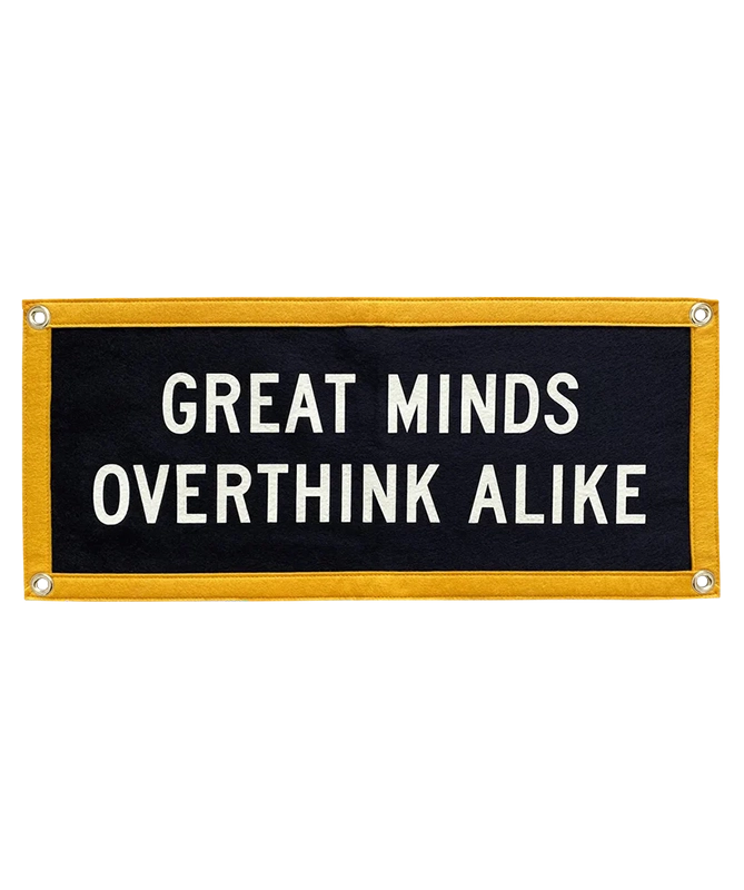 Oxford Pennant Company "great Minds overthink Alike" camp flag / mini banner