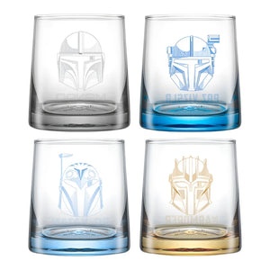 Joy Jolt Mandalorian short drinking glass set. 4 glasses