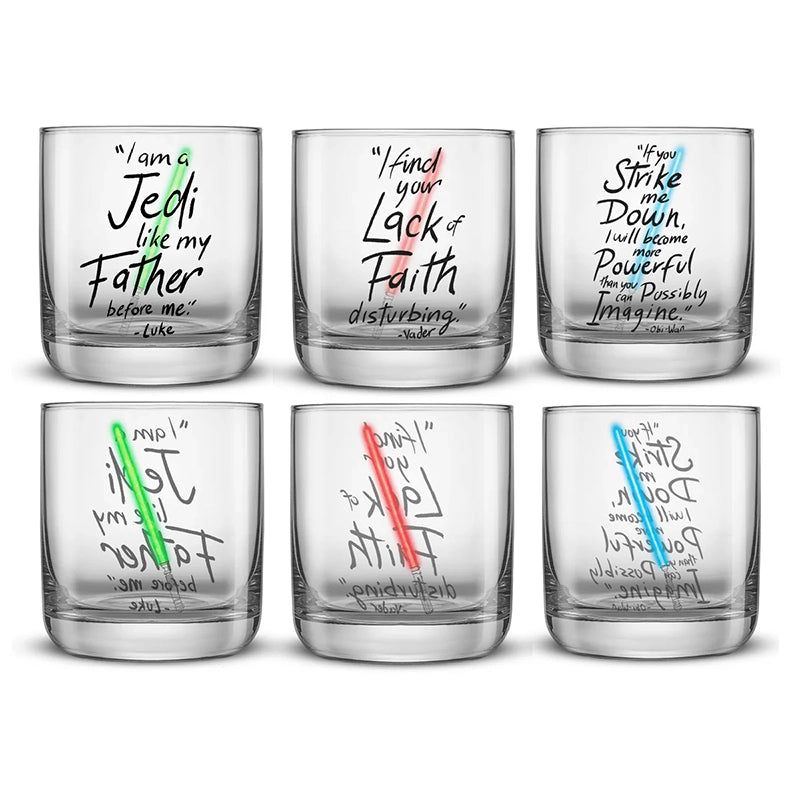 Star Wars lightsaber drinking glass set, set of 6 glasses