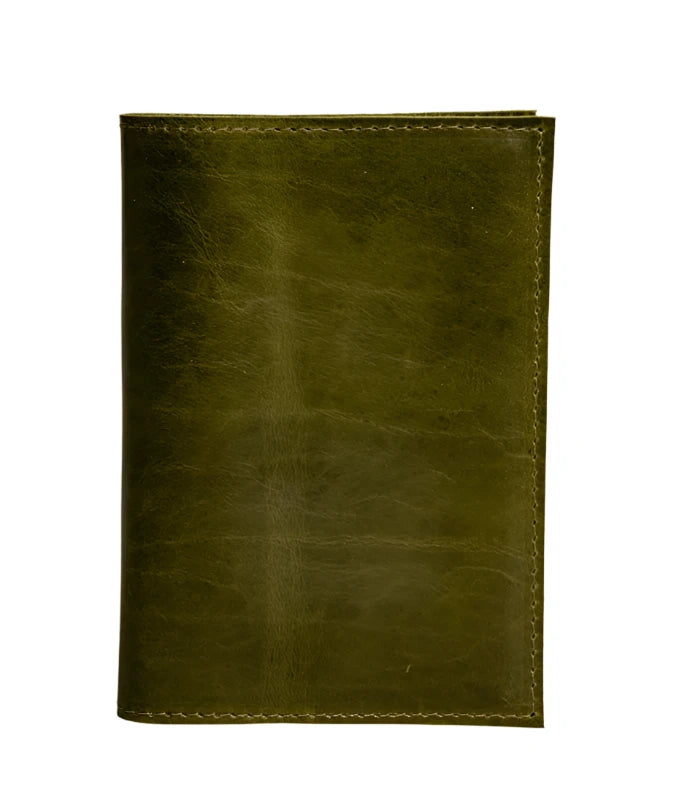 Medium sized A6 leather Journal with refillable Blank notebook, in moss green color