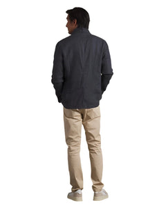 Model wearing Grayers Nelson Blazer in Navy, rear view