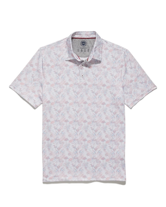 Flag & Anthem Pasadena Toucan Polo in white/coral color, flat lay view