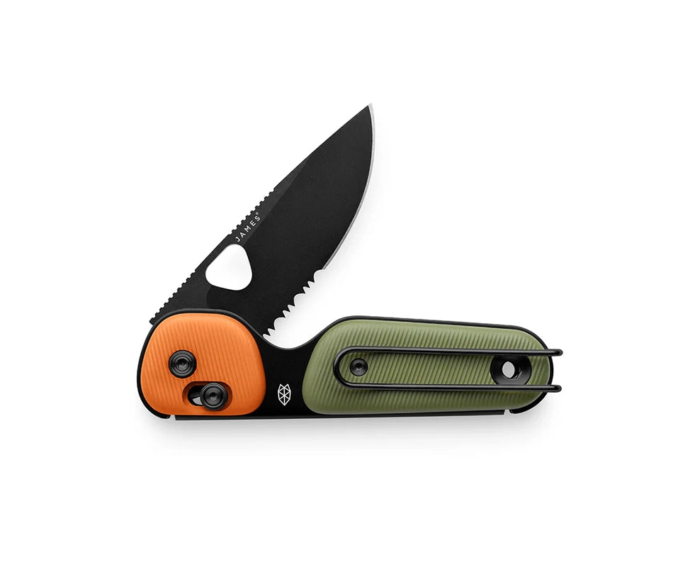 The James Brand Redstone Knife in Orange/Od Green/ Black color