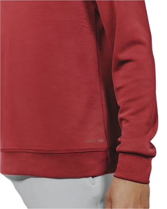 Model Wearing 7 Diamonds REV hoodie in Crimson color, front view close up