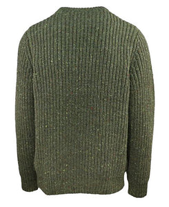 Schott NYC Donegal Crewneck sweater in olive, rear view