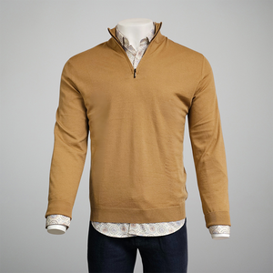 Stitchnote Merino wool 1/4 zip mock neck sweater in Caramel color