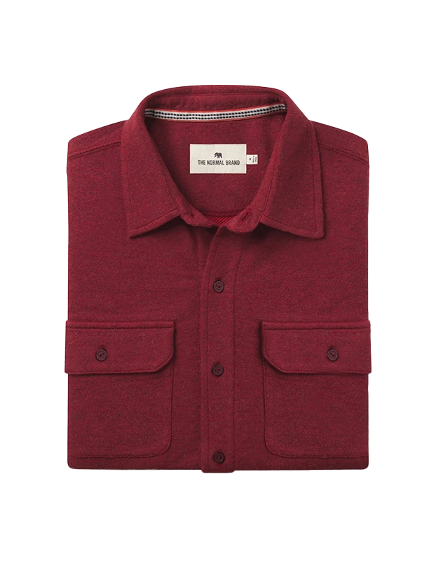 The Normal Brand Textured Knit Shirt in Scarlett,  Front View