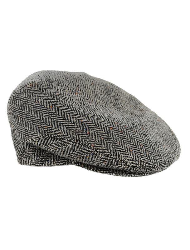 Trinity Flat cap in grey Herringbone tweed