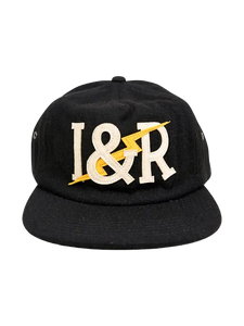 Iron & Resin Bolt Hat in Black, front view