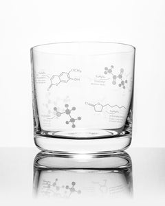 Cognitive Surplus, Chemistry of Whiskey Glass, with white screen print on the glass