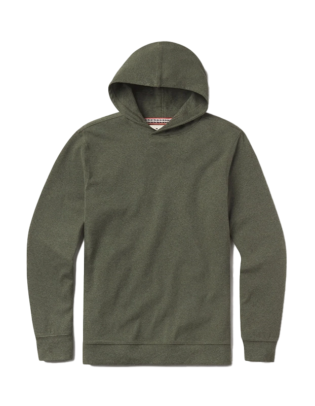 The Normal Brand Essential Hoodie in Oakmoss, front view