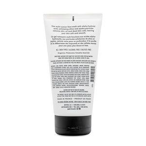 Mistral exfoliating face wash, back of package