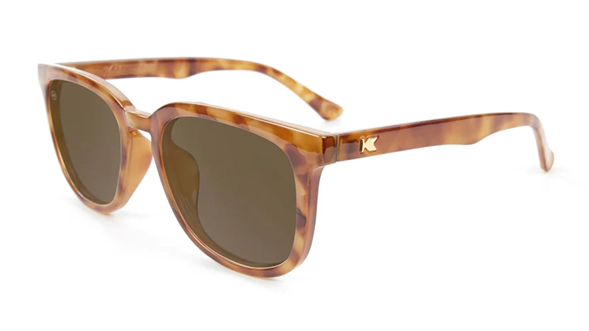 knockaround Paso Robles Sunglasses in glossy Tortoise with amber lenses, front angled view