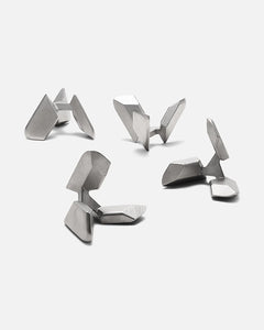 Craighill Tetra Puzzle in stainless steel, puzzle pulled apart view