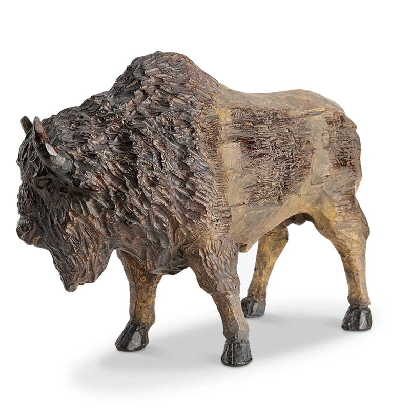 Standing Buffalo Figurine made from Cast resin with antiqued Finish