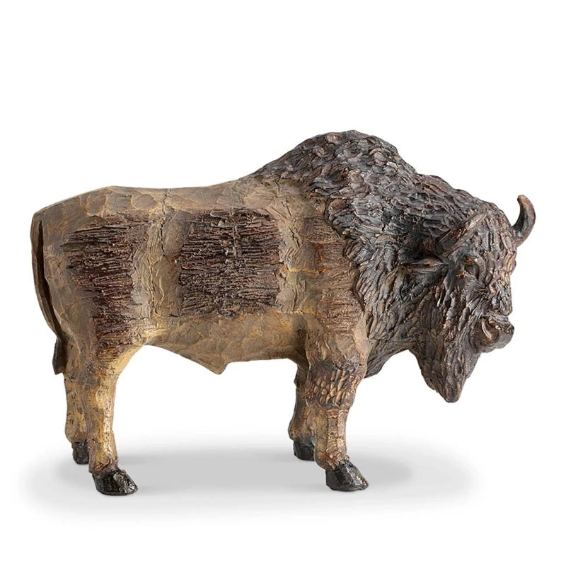 Standing Buffalo Figurine made from Cast resin with antiqued Finish