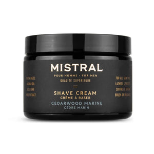 Mistral Cedarwood Marine Shave cream Front view of container