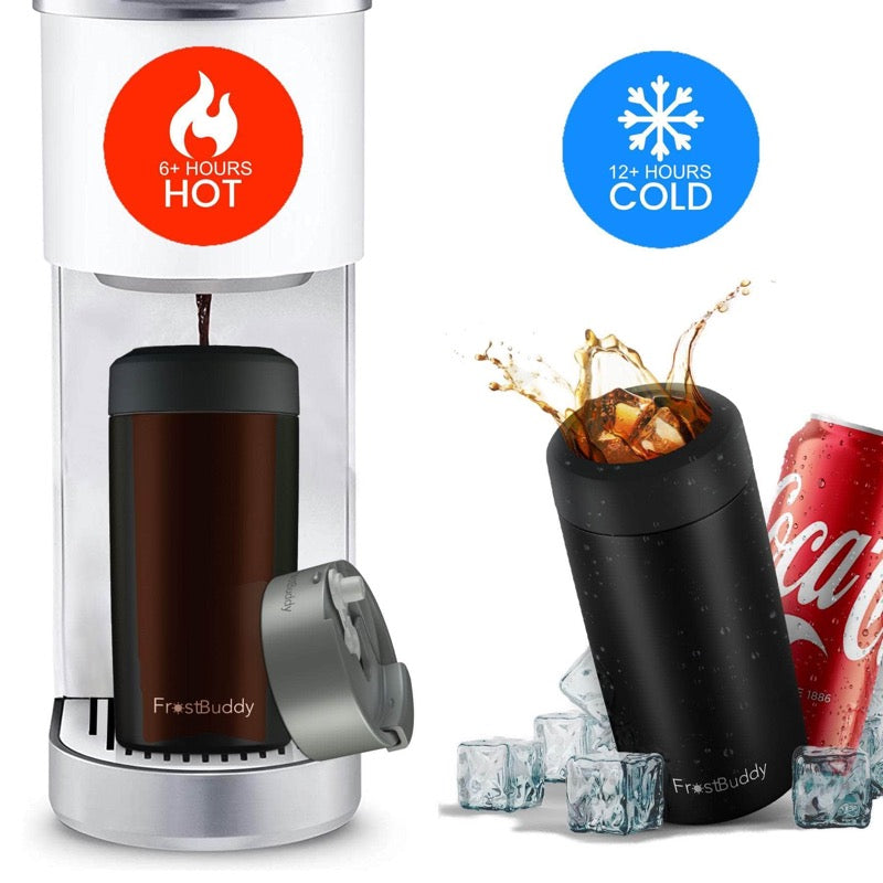 Frost Buddy Universal Can Cooler - Fits all - Stainless Steel Can Cooler  for 12 oz & 16 oz Regular or Slim Cans & Bottles - Stainless Steel (Aqua)