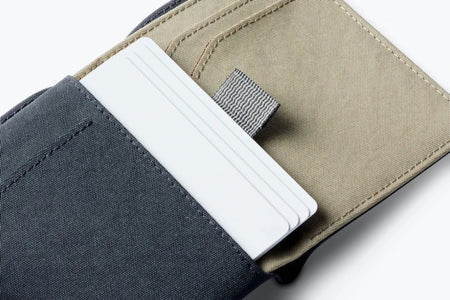 Bellroy woven note sleeve wallet charcoal open with cards