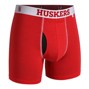 2UNDR men's swing shift boxer brief, husker 